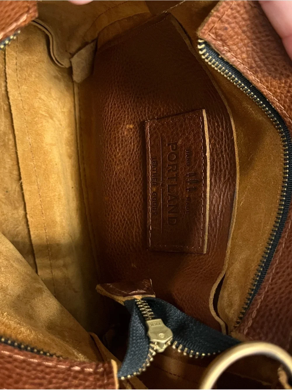 Portland Leather Warm Brown Pebbled Leather Tote - Picture 3 of 4